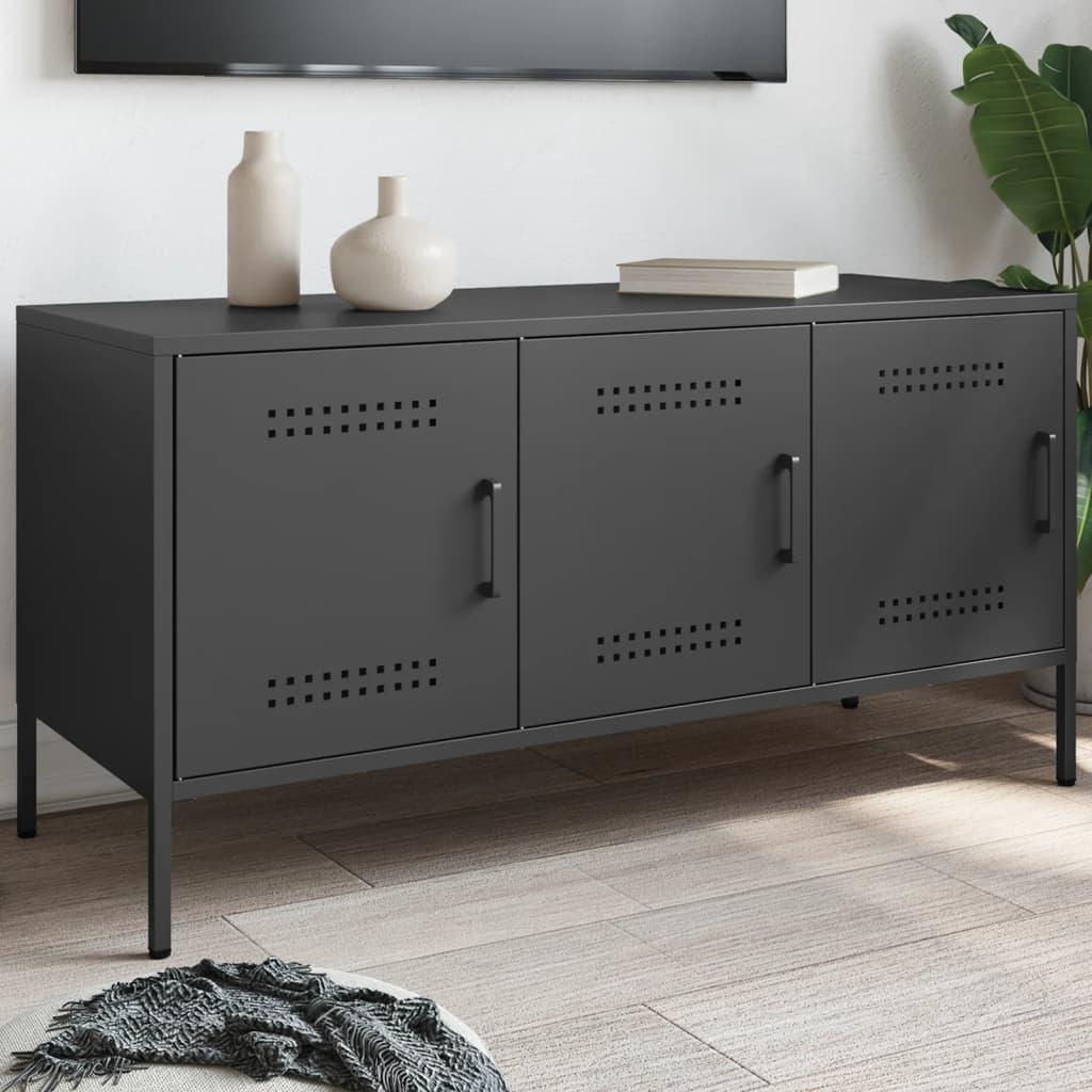 Tv-bord 100,5x39x50,5 cm stål sort