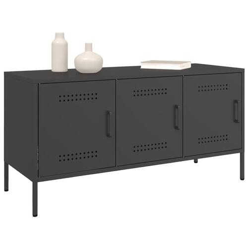 Tv-bord 100,5x39x50,5 cm stål sort