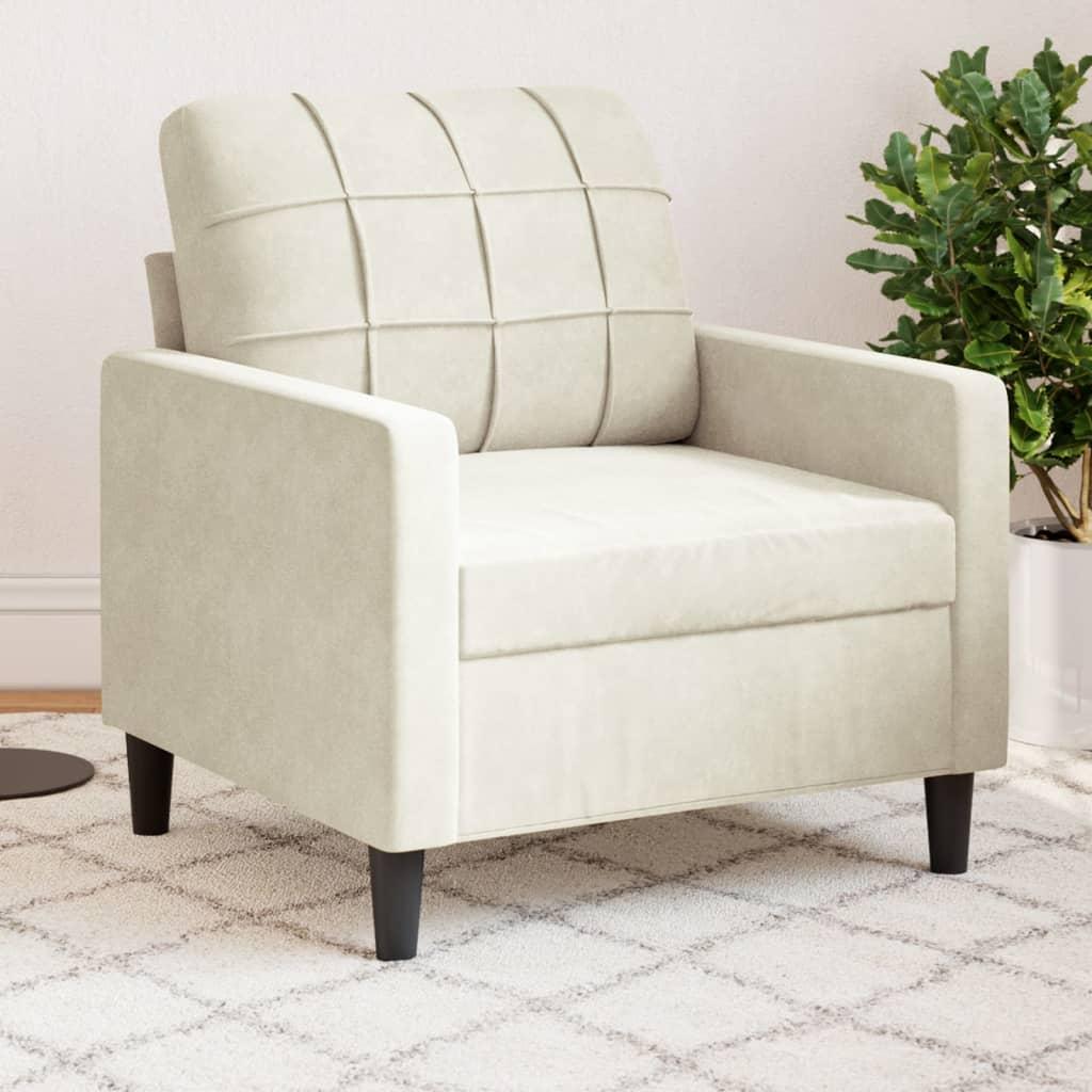 Lænestol 60 cm velour cremefarvet