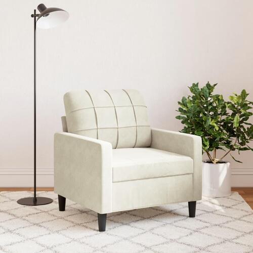 Lænestol 60 cm velour cremefarvet