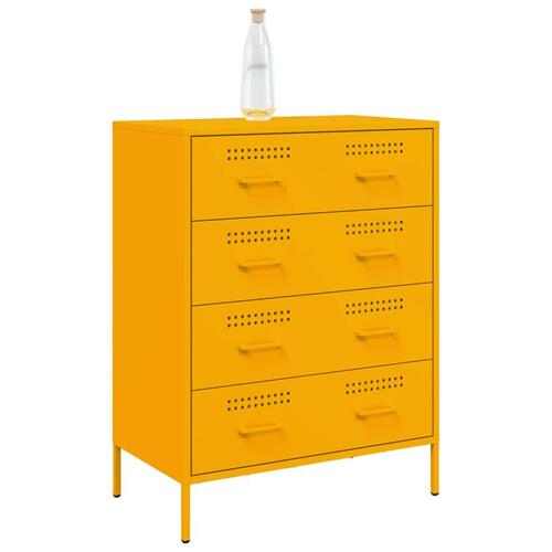 Natbord 68x39x89 cm stål sennepsgul