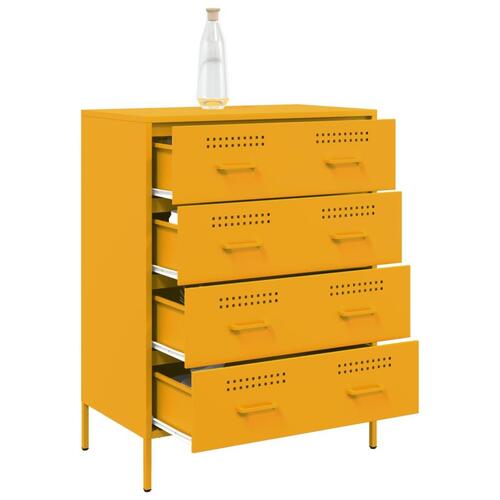 Natbord 68x39x89 cm stål sennepsgul