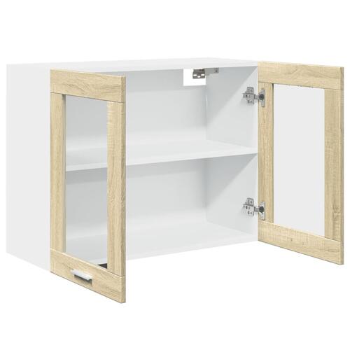 Vægskab med glaslåger 80x31x60 cm konstrueret træ sonoma-eg