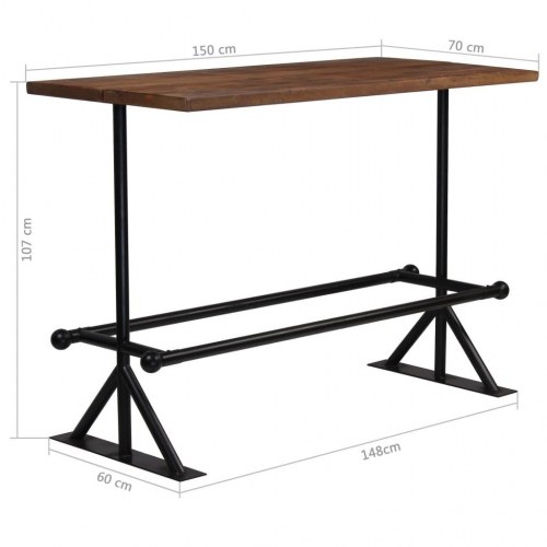 Barbord 180x70x107 cm massivt genbrugstræ mørkebrun