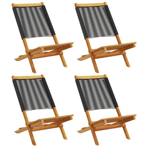 Foldbare havestole 4 stk. massivt akacietræ sort