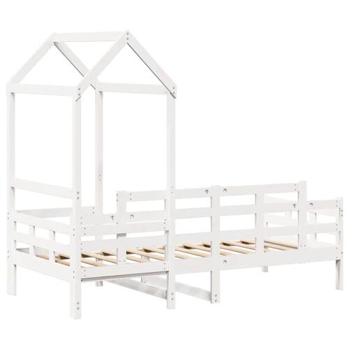 Daybed med tag 80x200 cm massivt fyrretræ hvid