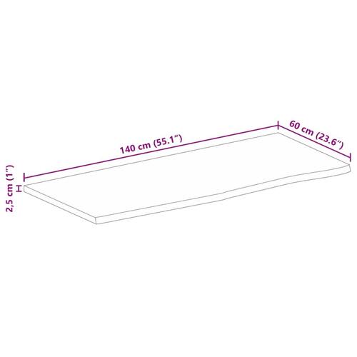 Bordplade 140x60x2,5 cm naturlig kant massivt mangotræ