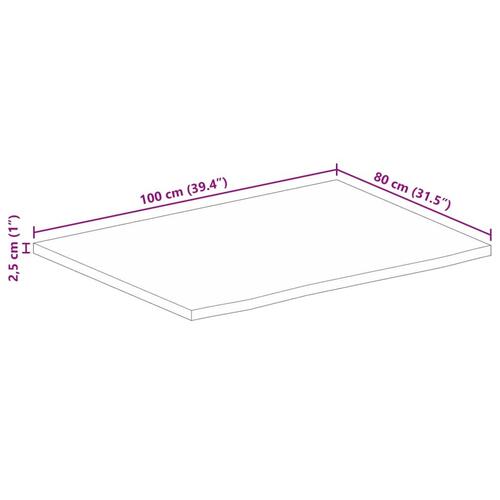Bordplade 100x80x2,5 cm naturlig kant massivt mangotræ