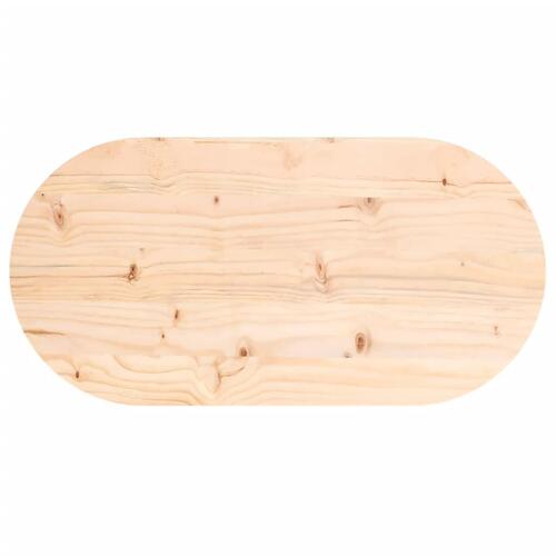 Bordplade 80x40x2,5 cm oval massivt fyrretræ