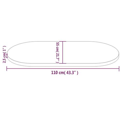 Bordplade 110x50x2,5 cm oval massivt fyrretræ