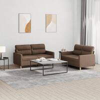 2 personers sofa med hynder stof brun