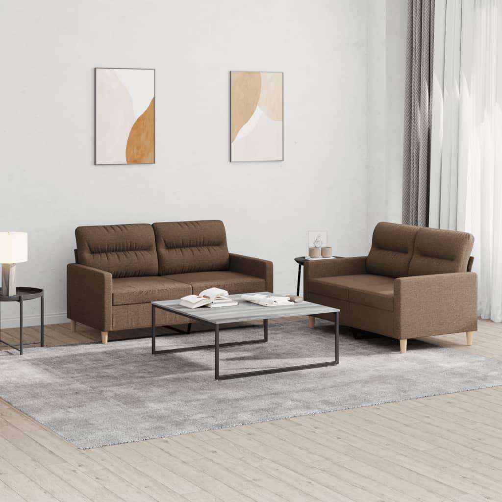 2 personers sofa med hynder stof brun