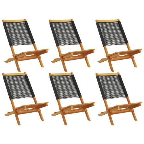Foldbare havestole 6 stk. massivt akacietræ sort