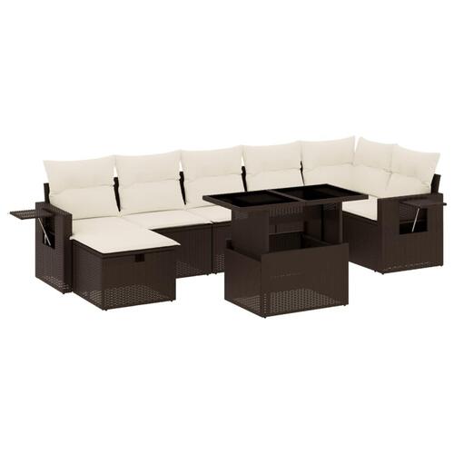 Sofasæt til haven 8 dele med hynder polyrattan brun