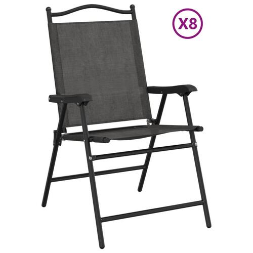Foldbare havestole 8 stk. stål og textilene gråmeleret