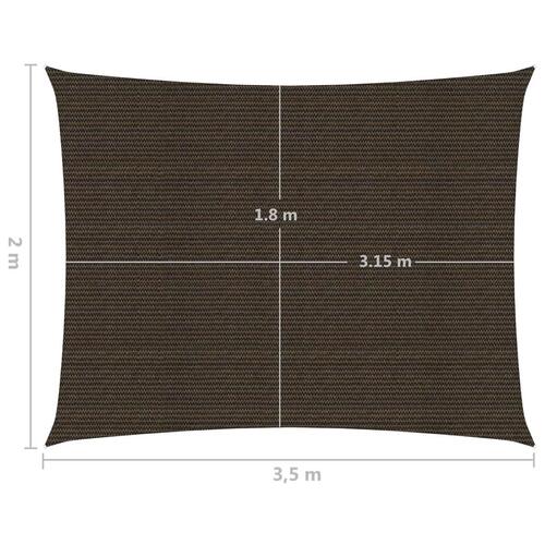 Solsejl 2x3,5 m 160 g/m² HDPE brun