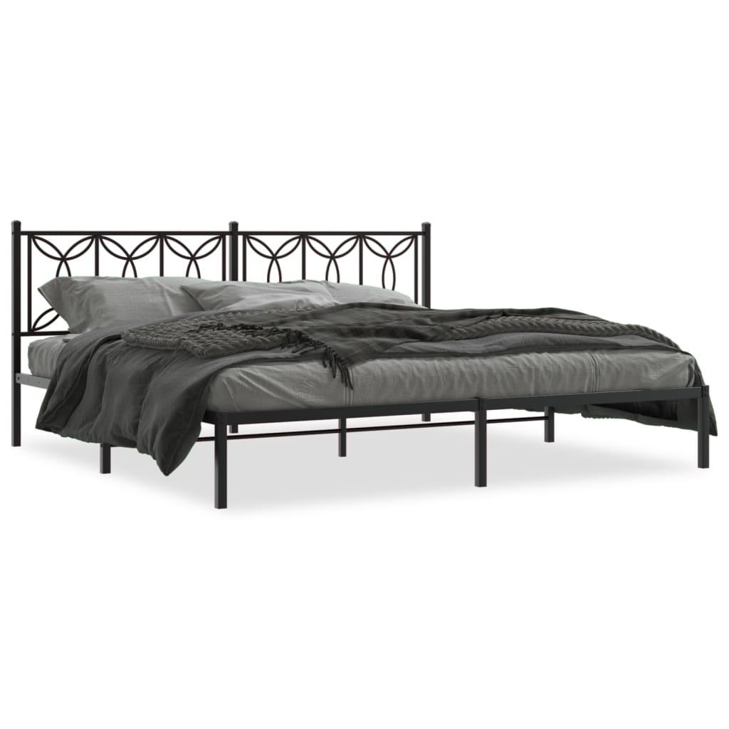 Sengeramme med sengegavl 193×203 cm - metal, sort