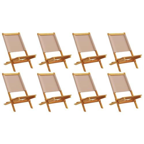 Foldbare havestole 8 stk. stof og massivt træ gråbrunt