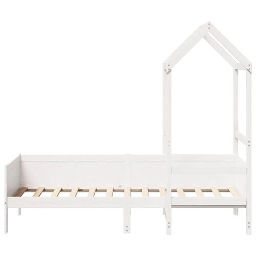 Daybed med tag 90x190 cm massivt fyrretræ hvid