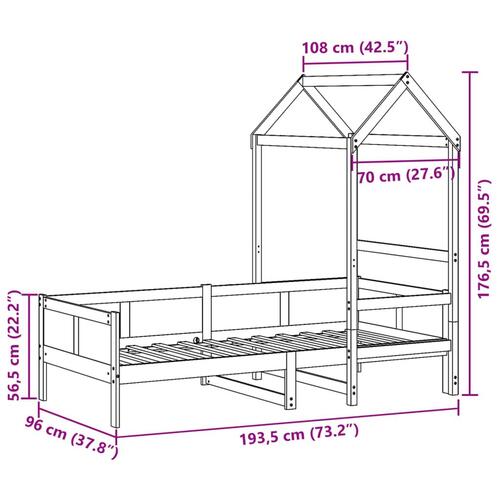 Daybed med tag 90x190 cm massivt fyrretræ hvid