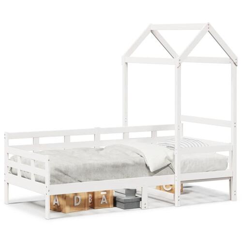Daybed med tag 80x200 cm massivt fyrretræ hvid