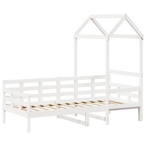 Daybed med tag 80x200 cm massivt fyrretræ hvid