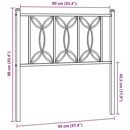 Sengegavl 90 cm metal hvid