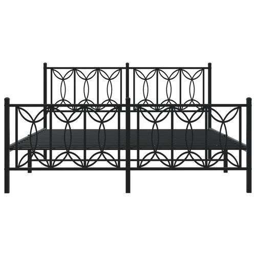 Sengeramme med sengegavl og fodgærde 160x200 cm metal sort