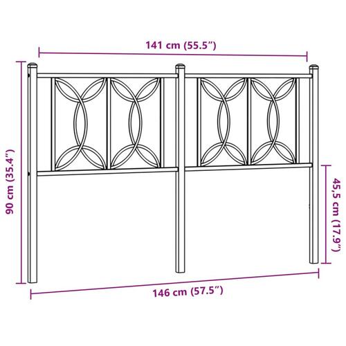 Sengegavl 140 cm metal sort