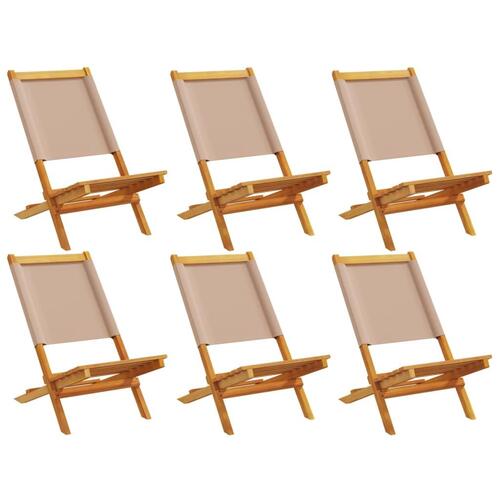 Foldbare havestole 6 stk. stof og massivt træ gråbrunt
