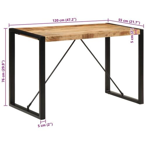 Spisebord 120x55x76 cm massivt ru mangotræ