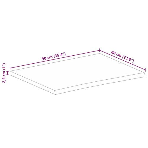 Bordplade 90x60x2,5 cm naturlig kant massivt mangotræ