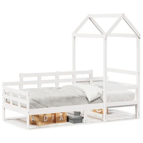 Daybed med tag 90x190 cm massivt fyrretræ hvid