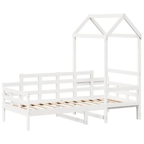 Daybed med tag 90x190 cm massivt fyrretræ hvid