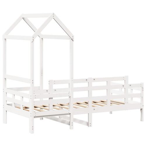 Daybed med tag 90x190 cm massivt fyrretræ hvid