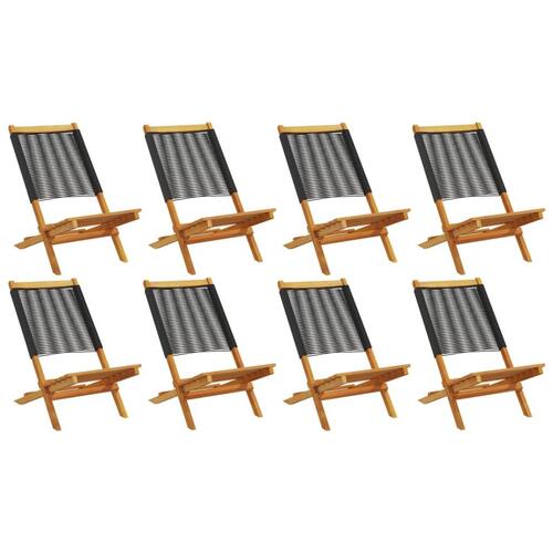 Foldbare havestole 8 stk. massivt akacietræ sort