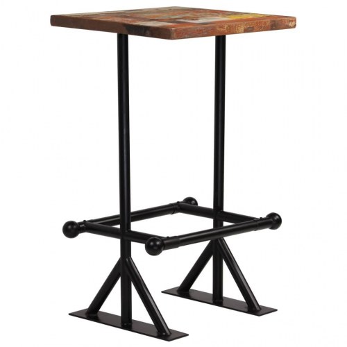 Barbord 60x60x107 cm massivt genbrugstræ flerfarvet