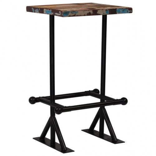 Barbord 60x60x107 cm massivt genbrugstræ flerfarvet