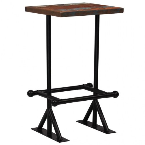 Barbord 60x60x107 cm massivt genbrugstræ flerfarvet
