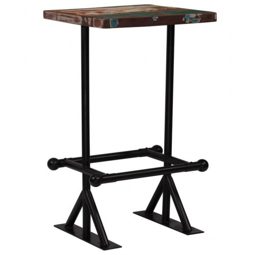 Barbord 60x60x107 cm massivt genbrugstræ flerfarvet