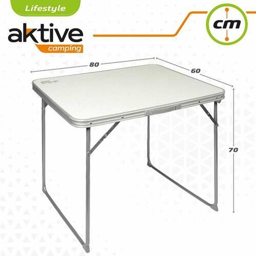 Sammenklappeligt bord Aktive Hvid Stål Træ MDF 80 x 60 x 70 cm