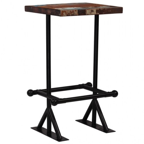 Barbord 60x60x107 cm massivt genbrugstræ flerfarvet