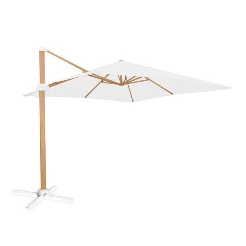 Parasol Tiber Hvid Aluminium Teak 300 x 300 x 250 cm (OUTLET A)