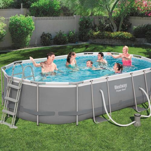 Power Steel swimmingpoolsæt 488x305x107 cm oval 56448