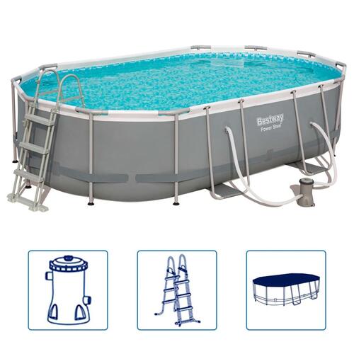 Power Steel swimmingpoolsæt 488x305x107 cm oval 56448