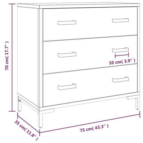 Kommode 75x35x70 cm massivt fyrretræ sort