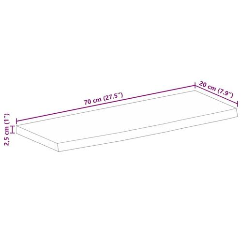 Bordplade 70x20x2,5 cm naturlig kant massivt mangotræ