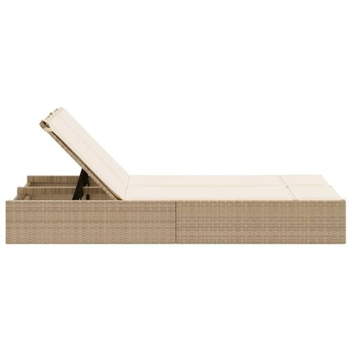 Solseng med hynder polyrattan beige