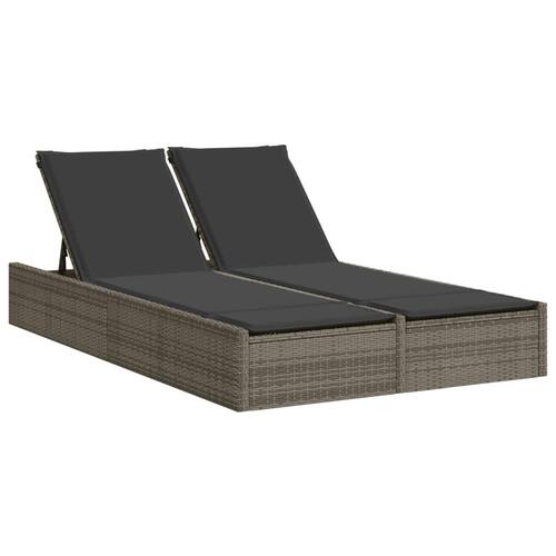 Loungesofa med hynder polyrattan grå