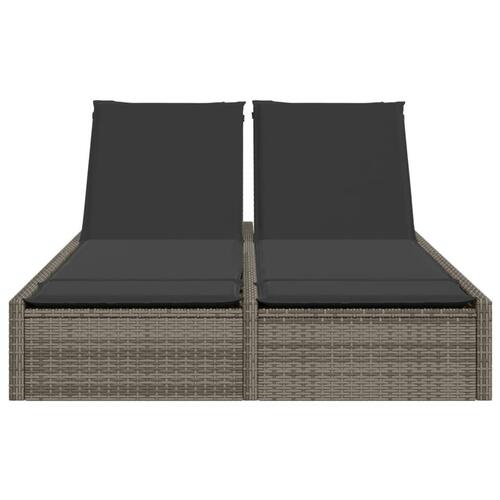Loungesofa med hynder polyrattan grå